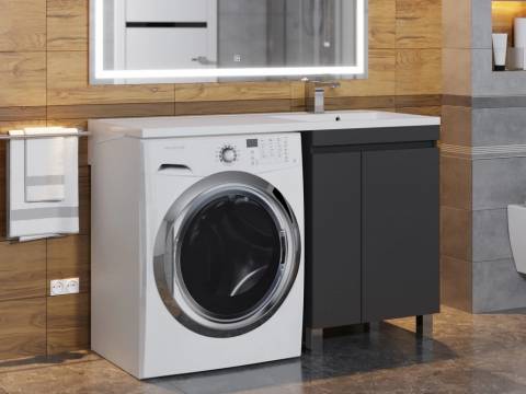 Тумба с раковиной Uperwood Magenta 60-120 см напольная черная с дверцами правая