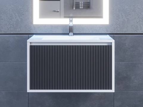 Тумба с раковиной Uperwood Next Premium белая/графит 1 ящик 70 см