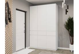 Шкаф распашной трехстворчатый Атлант Белый шагрень