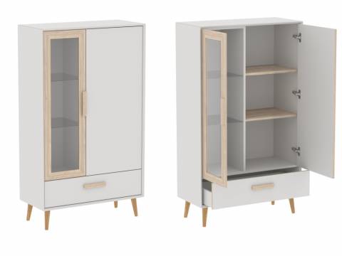 Пенал со стеклом низкий Аврора