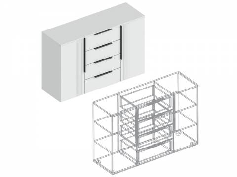 Комод Вита 2-створки с 4 ящиками белый лофт