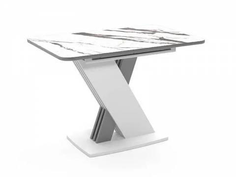 Стол Неаполь В1 раздвижной 1100 мрамор белый/белый