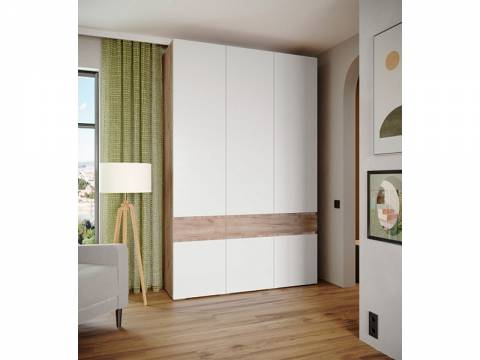 Шкаф трехдверный Мерида дуб крафт табачный/белый