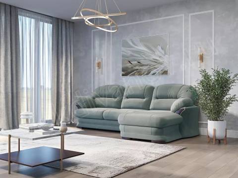 Угловой диван малый Квин 6 без механизма Newtone aqua blue