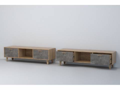 ТВ тумба Эго Т-3 камень темный на ножках